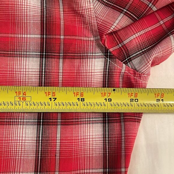 Wrangler Red Plaid Western Pearl Snap Shirt Mens Size Small Rodeo Casual - Picture 5 of 12